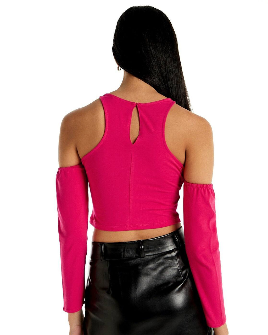 Crop Top with Off-Shoulder Sleeves