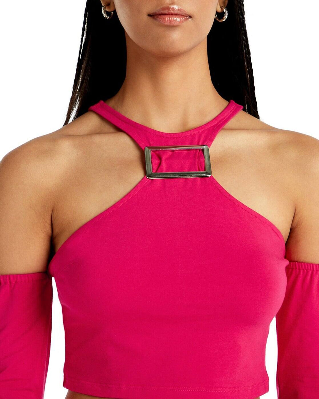 Crop Top with Off-Shoulder Sleeves