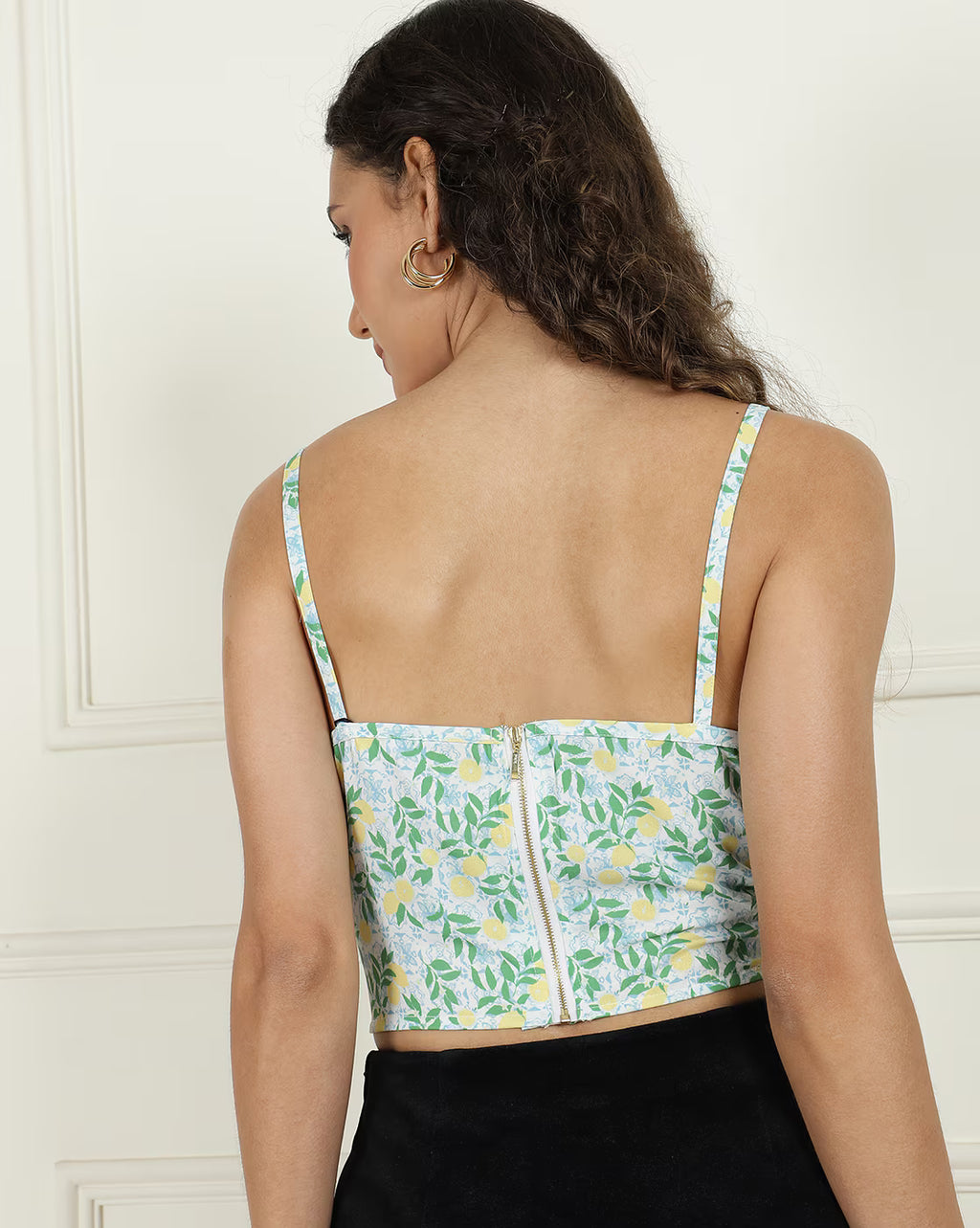 Cute Square Neck Sleeveless Floral Print Fitted Tank Top