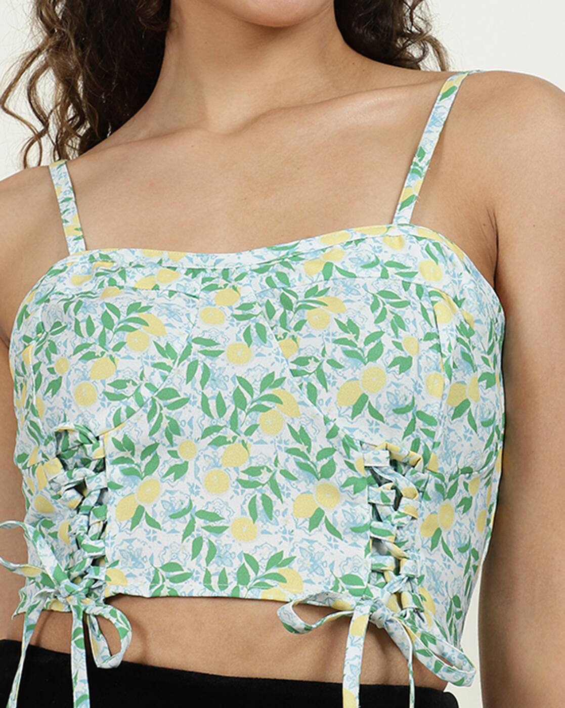 Cute Square Neck Sleeveless Floral Print Fitted Tank Top