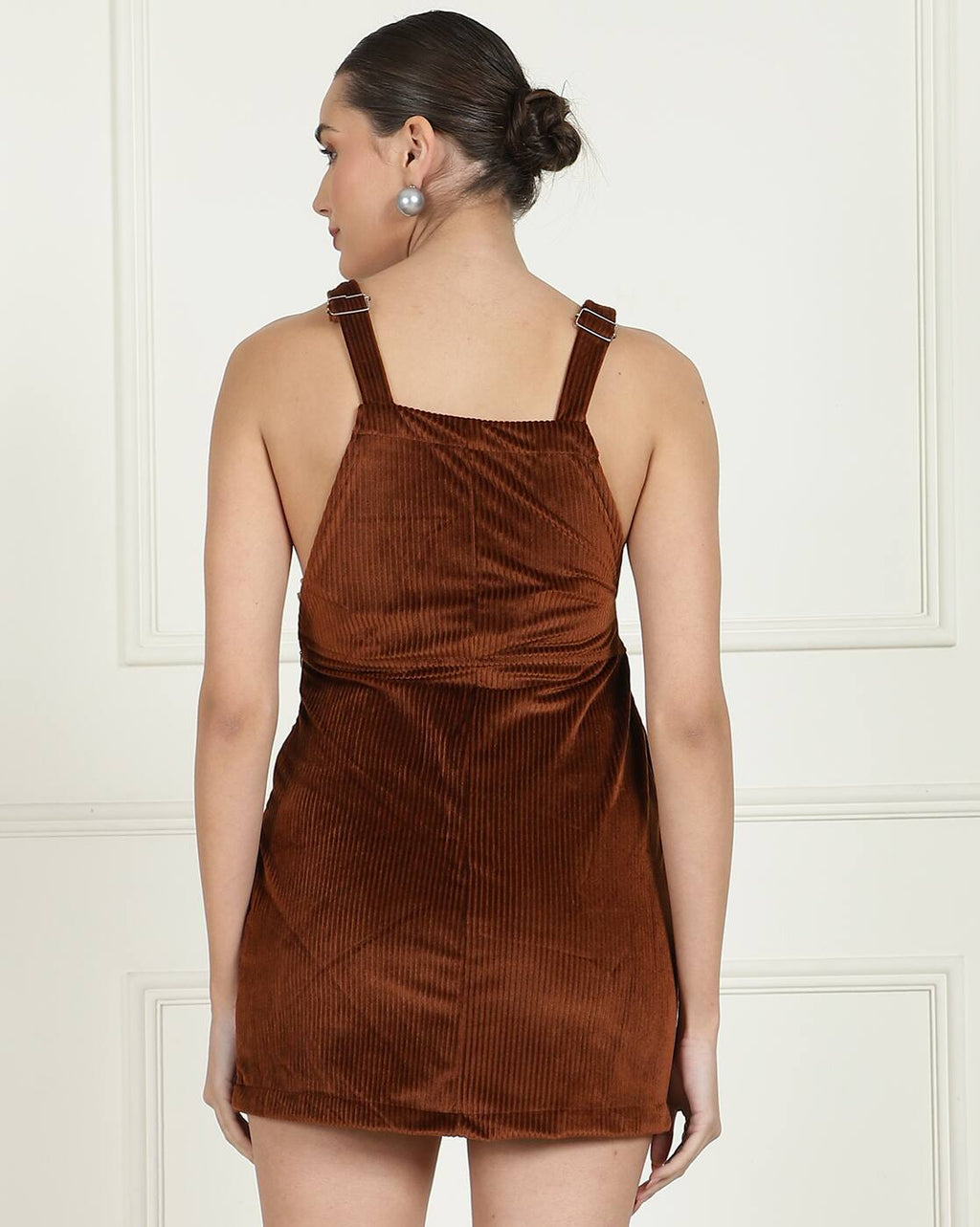Elegant Square Neck Sleeveless Dungaree Style Bodycon Dress
