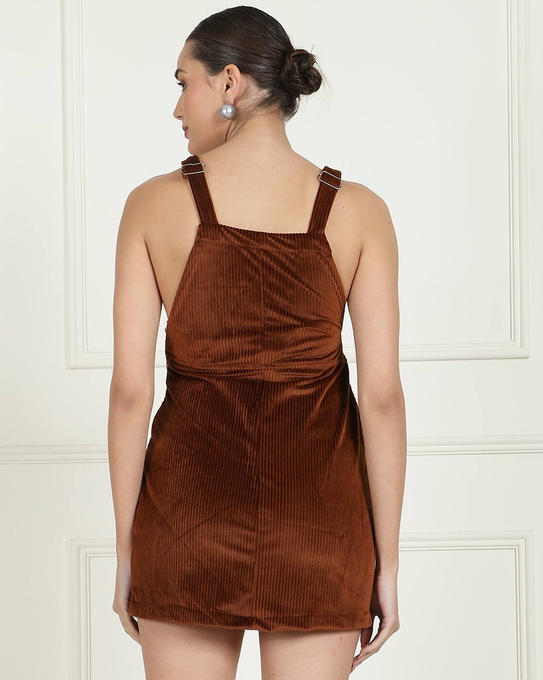 Elegant Square Neck Sleeveless Dungaree Style Bodycon Dress