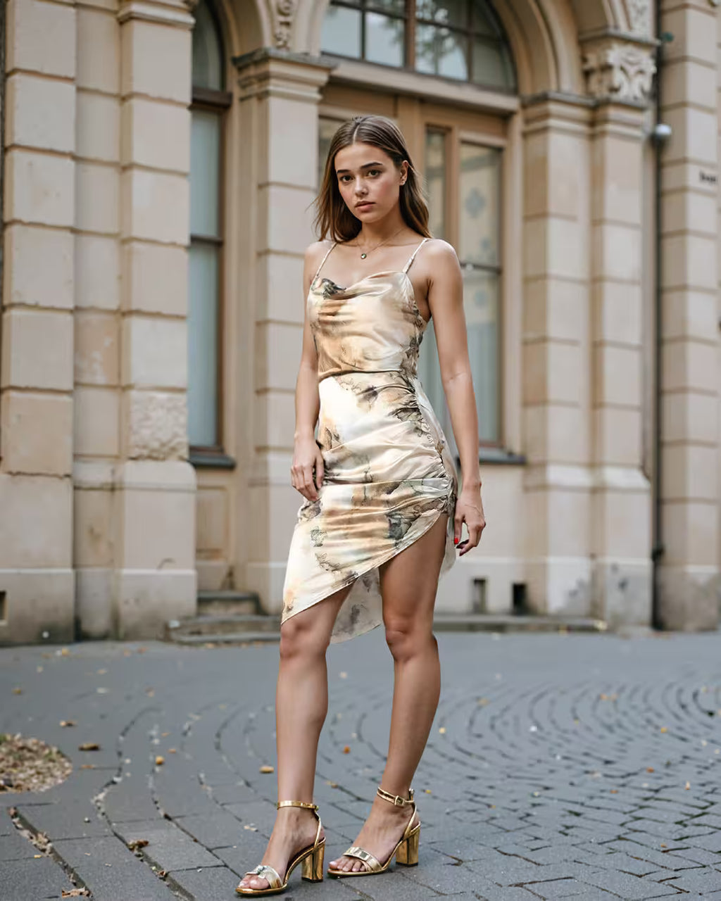 Party Cowl Neck Sleeveless Side Ruched Sheath Dress