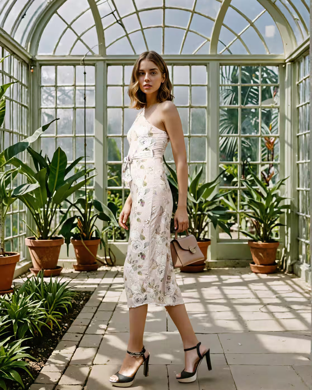 Party Full Sleeves High Waist Split Thigh Midi Dress