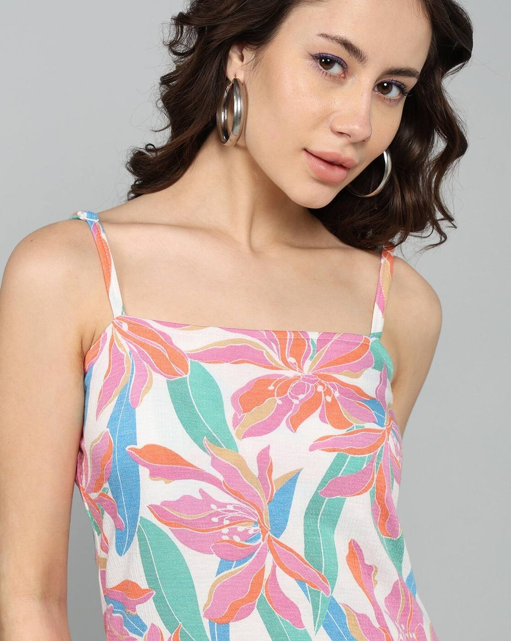 Cute Floral Print Square Neck Sleeveless Bodycon Dress