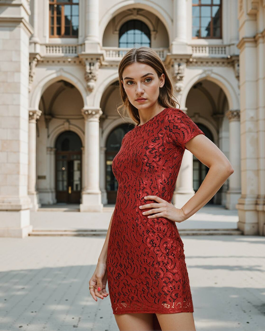 Party Mini Length Short Sleeve Lace Bodycon Dress