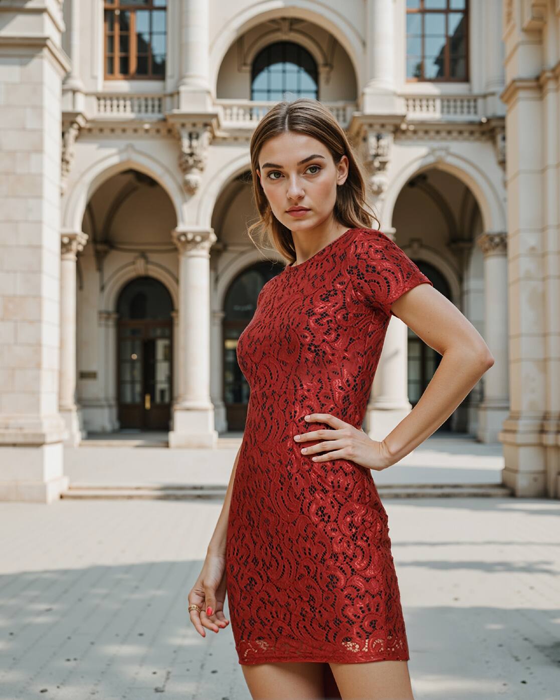 Party Mini Length Short Sleeve Lace Bodycon Dress