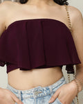 Maroon strapless crop top