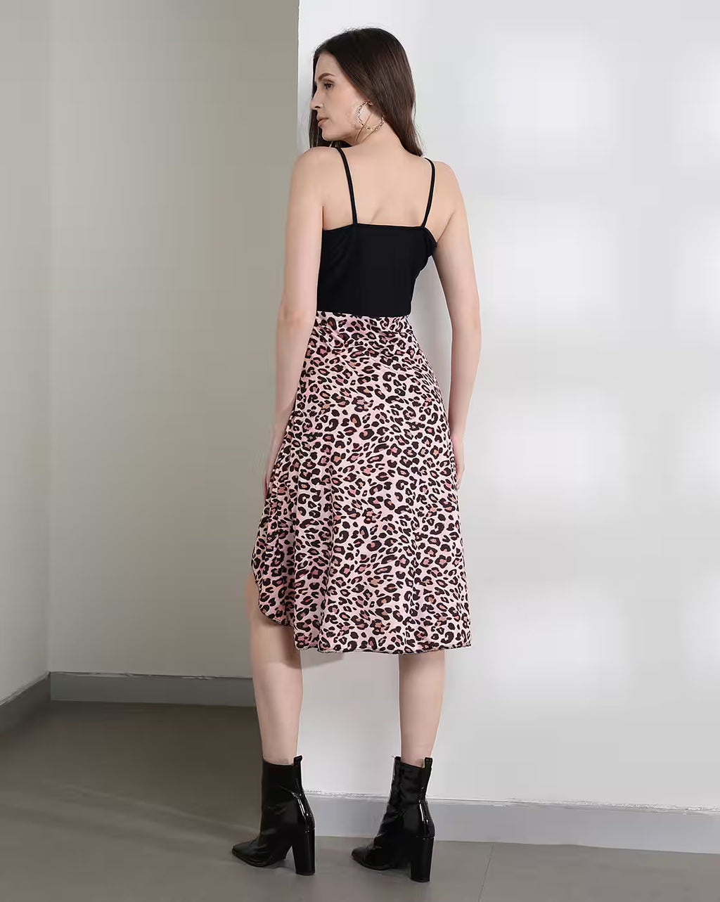 Dressbees Party Strappy Sleeves Animal Print High-Low Wrap Dress