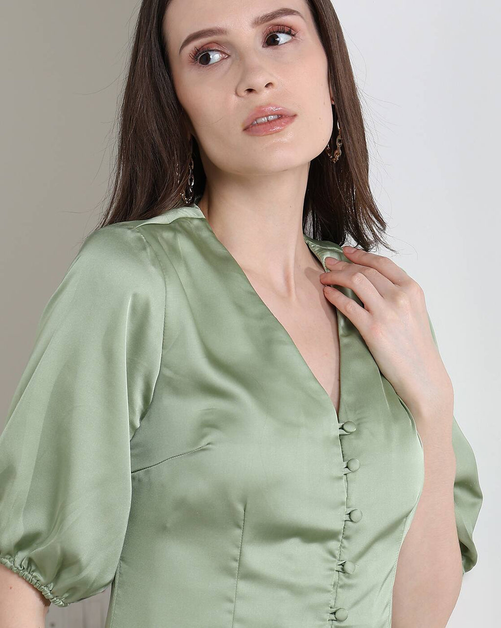 Party Peasant Sleeves Mini Shirt Dress