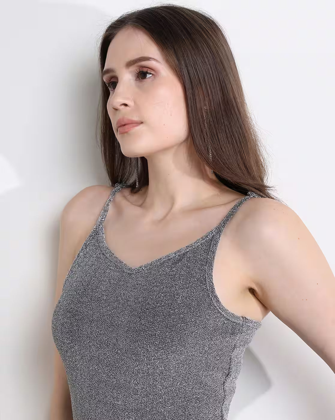 Dressbees Party Spaghetti Strap Ruched Split Thigh Midi Dress