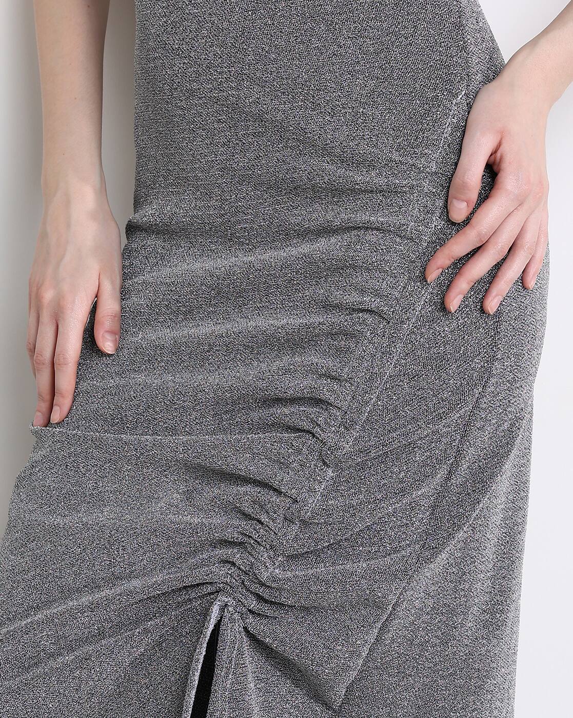 Dressbees Party Spaghetti Strap Ruched Split Thigh Midi Dress