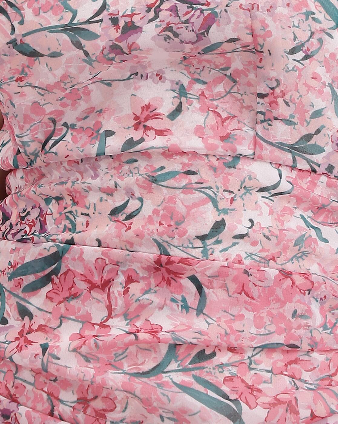 One Shoulder Ruched Floral Print Bodycon Dress