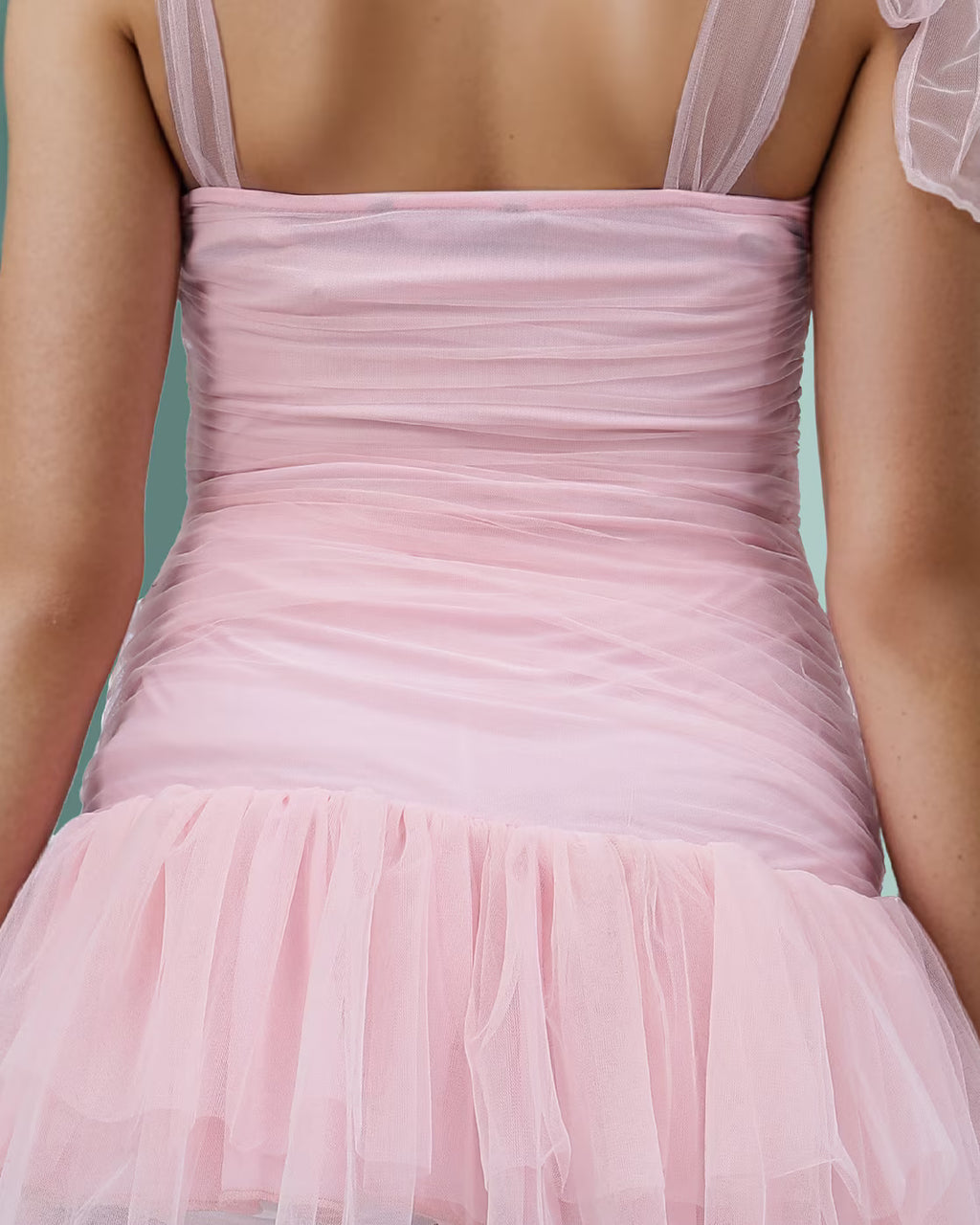 Cute Tie-Up Sleeves Drop Waist Mini Ruched Dress