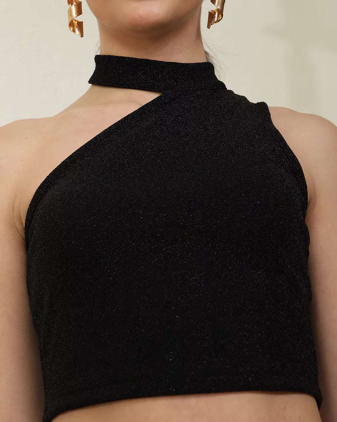 Party Crop Length One Shoulder Sleeve Fitted Top