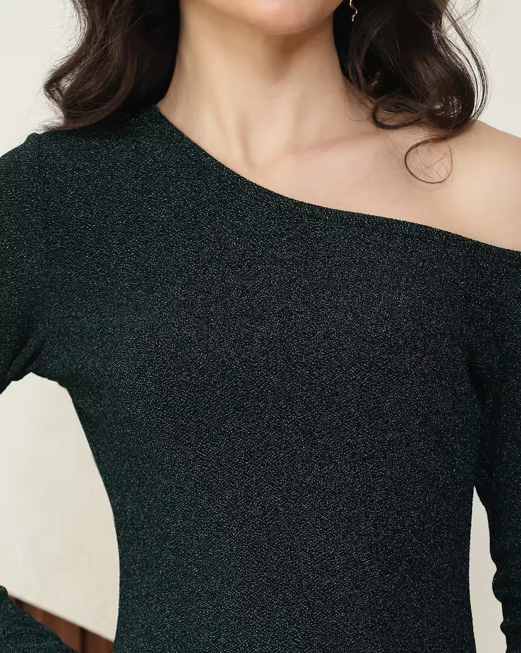 Party Mini Length One Shoulder Full Sleeve Bodycon Dress