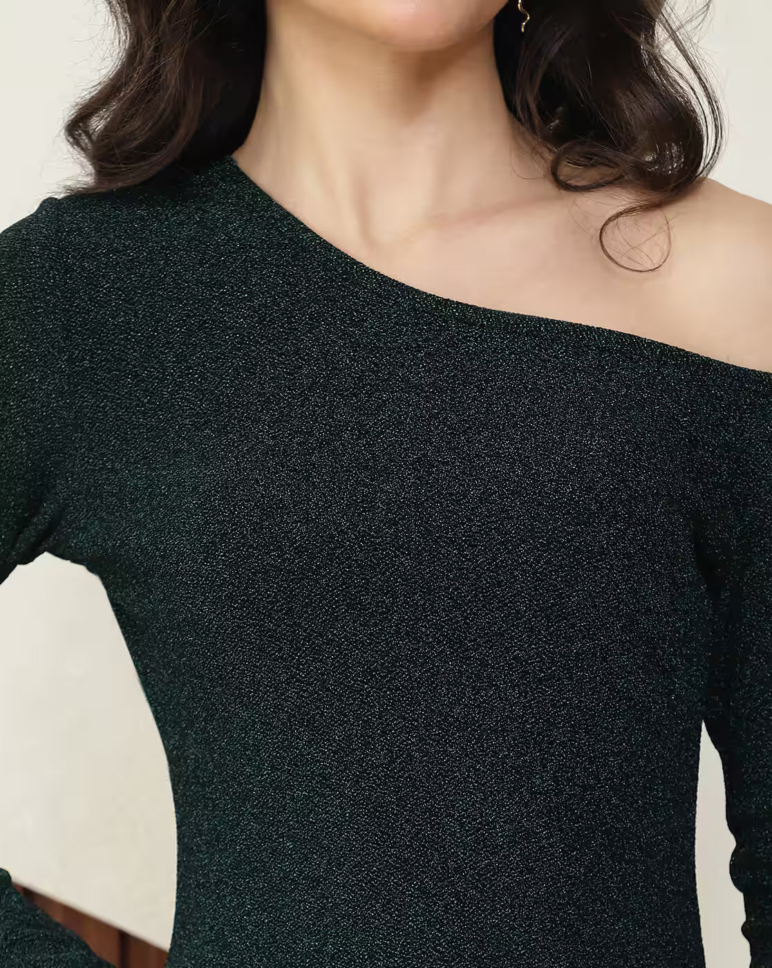 Party Mini Length One Shoulder Full Sleeve Bodycon Dress