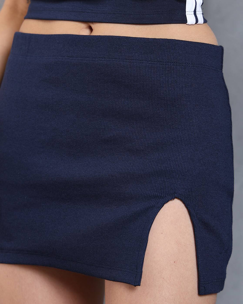 Mini Length High Waist Textured Pencil Skirt