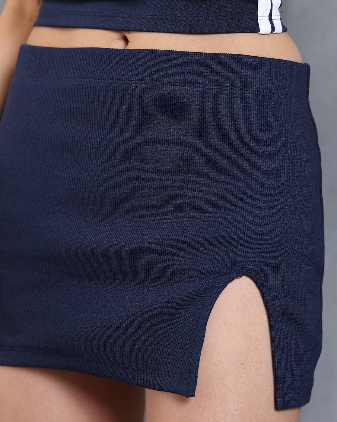 Mini Length High Waist Textured Pencil Skirt