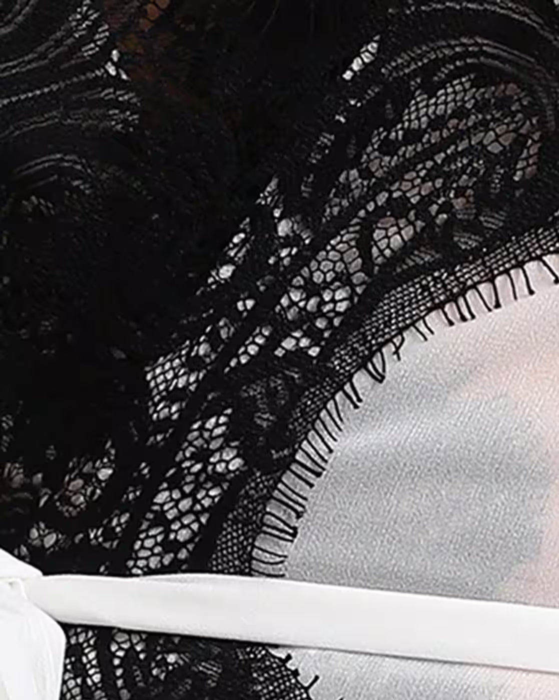 Bell Sleeves Slit Hem Lace Trim A-Line Dress