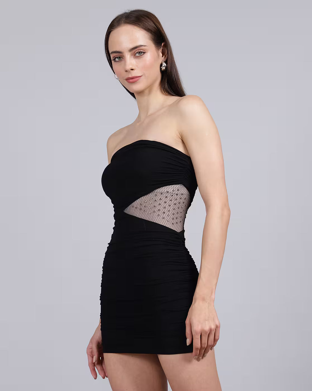 Party Strapless Ruched Mini Bodycon Dress