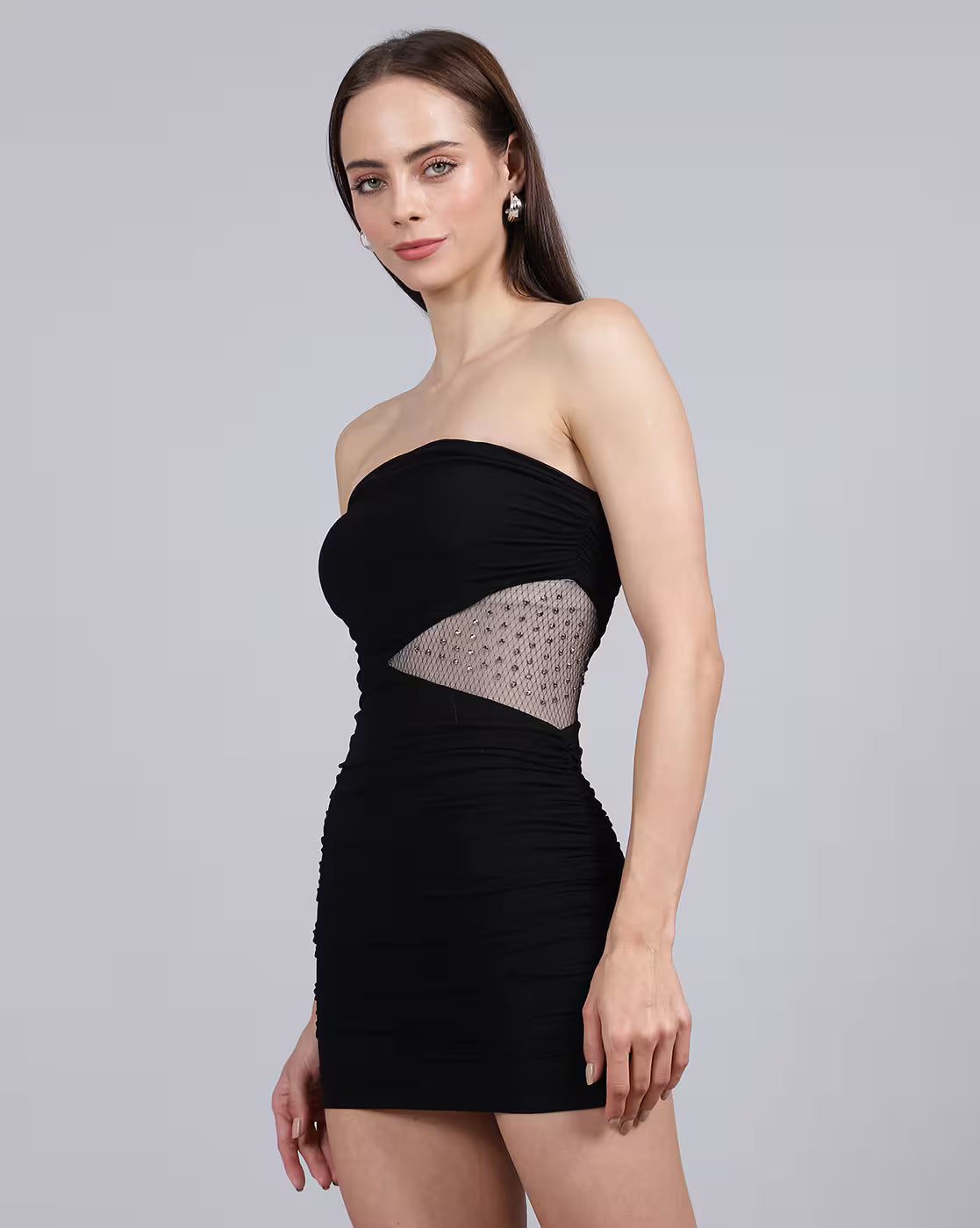 Party Strapless Ruched Mini Bodycon Dress