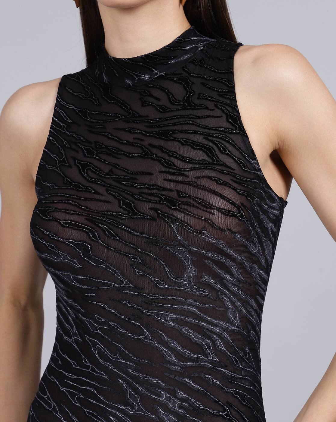 Party High Neck Sleeveless Animal Print Jumpsuit