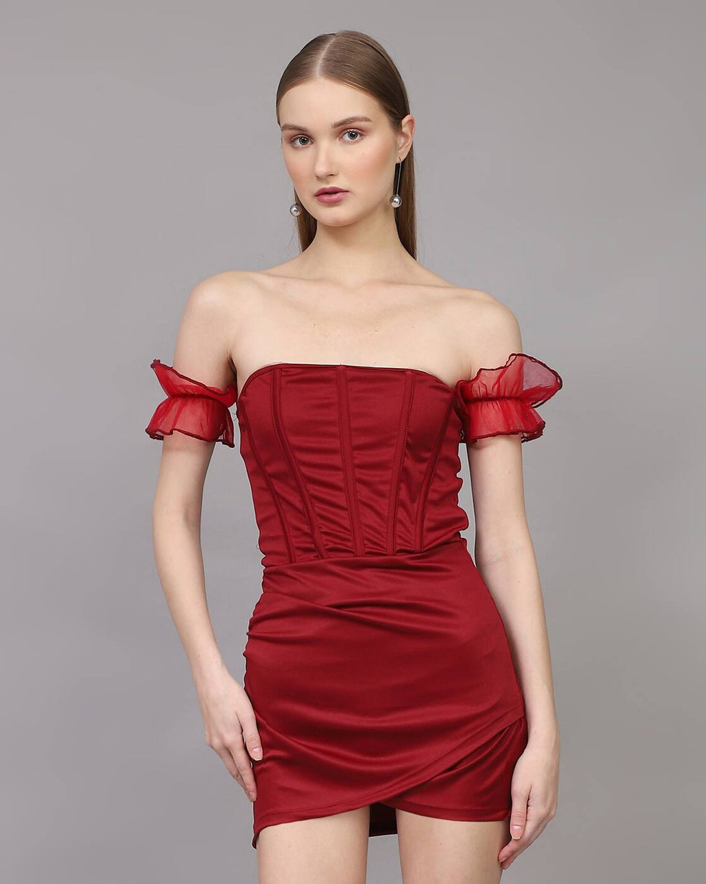 Off shoulder mini corset dress