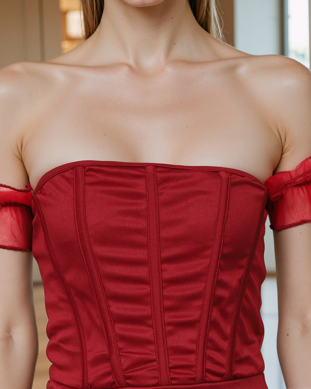 Off shoulder mini corset dress
