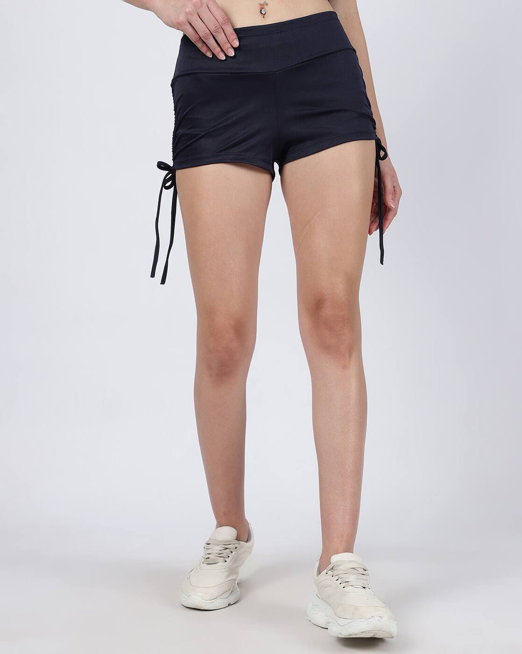 Activewear Low Rise Side Ruched Tie-Up Mini Hot Pants