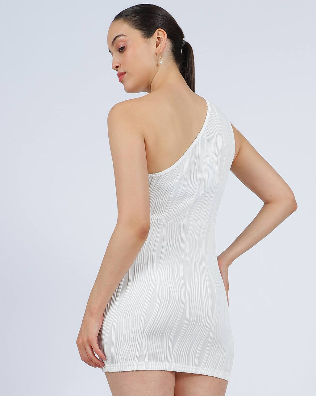 Party One Shoulder Textured Mini Bodycon Dress