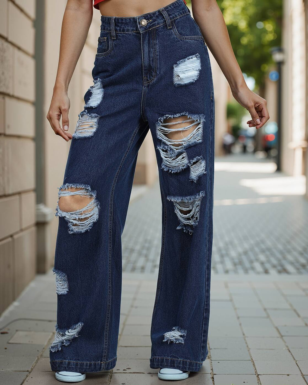 Full Length Heavy Distress Boyfriend Fit Jeans