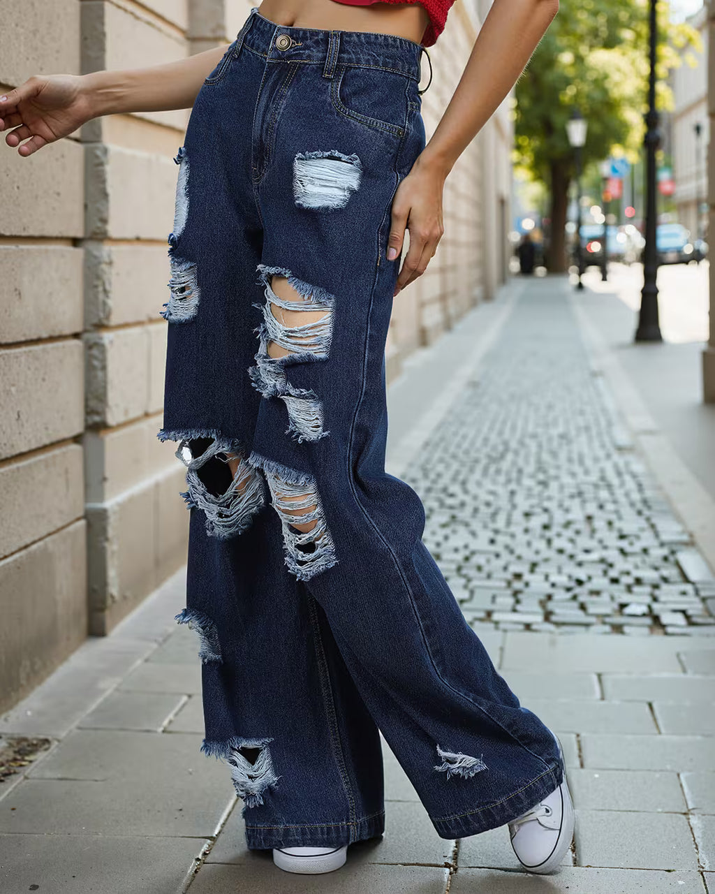 Full Length Heavy Distress Boyfriend Fit Jeans