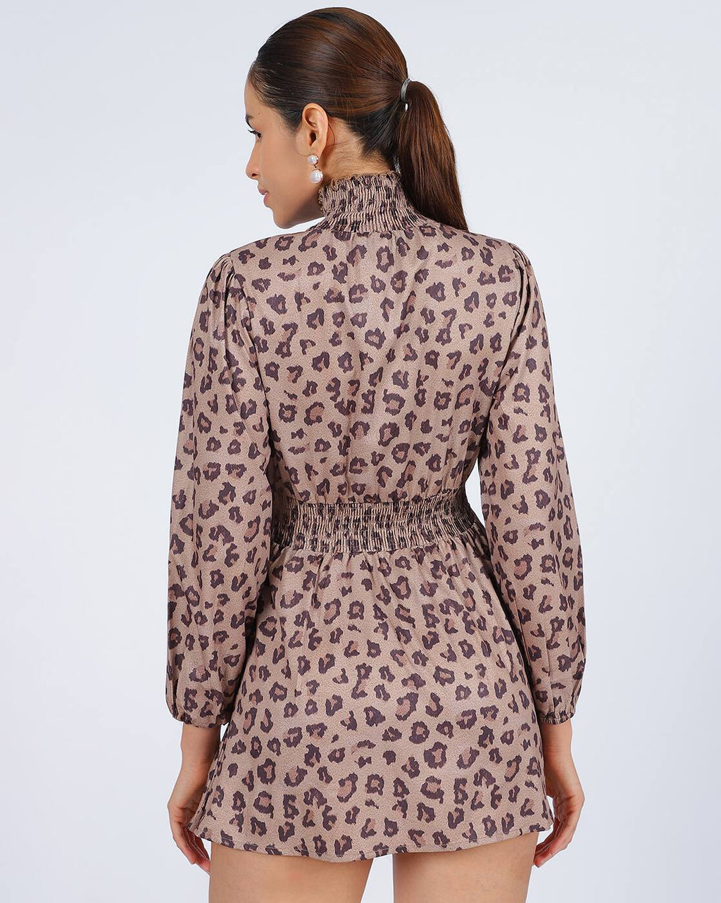 Party Peasant Sleeve Animal Print Fit and Flare Dress