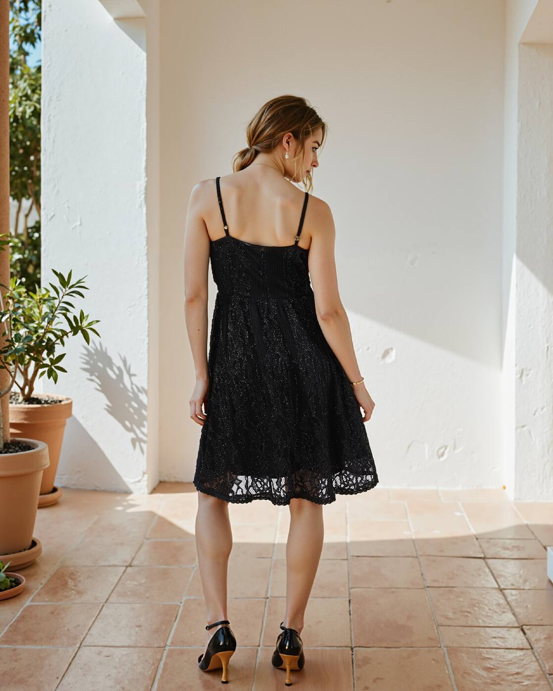 Cute Spaghetti Strap High Waist Mini Skater Dress