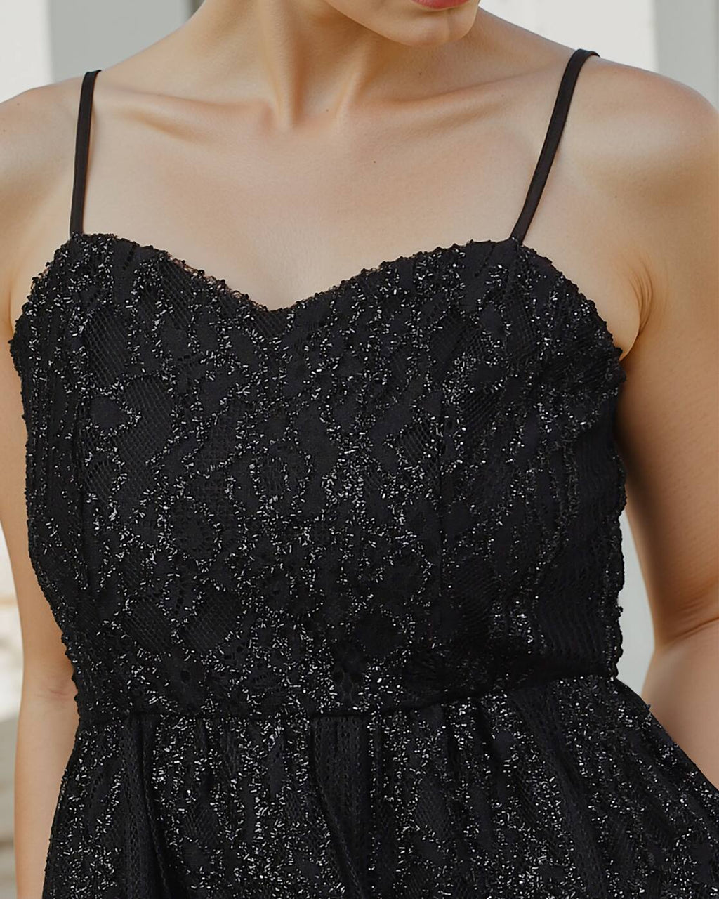 Dressbees Cute Spaghetti Strap High Waist Mini Skater Dress