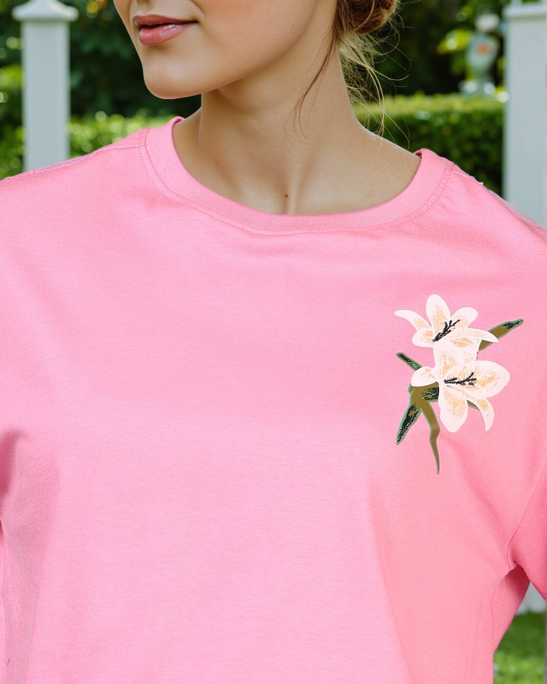 p Shoulder Typographic Chest Print Loose Fit Tshirt