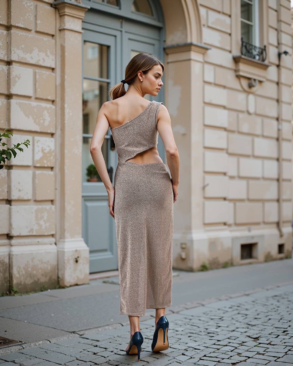 Bold One Shoulder Side Cut-Out Sheath Dress