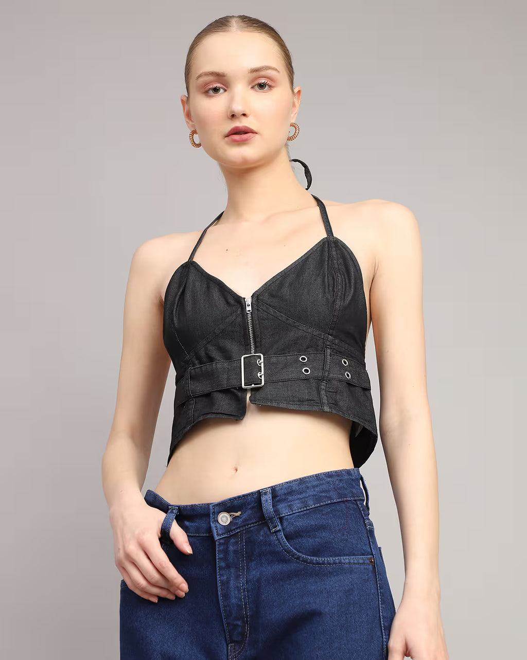 Women Round-Neck Ruched Fitted Top
