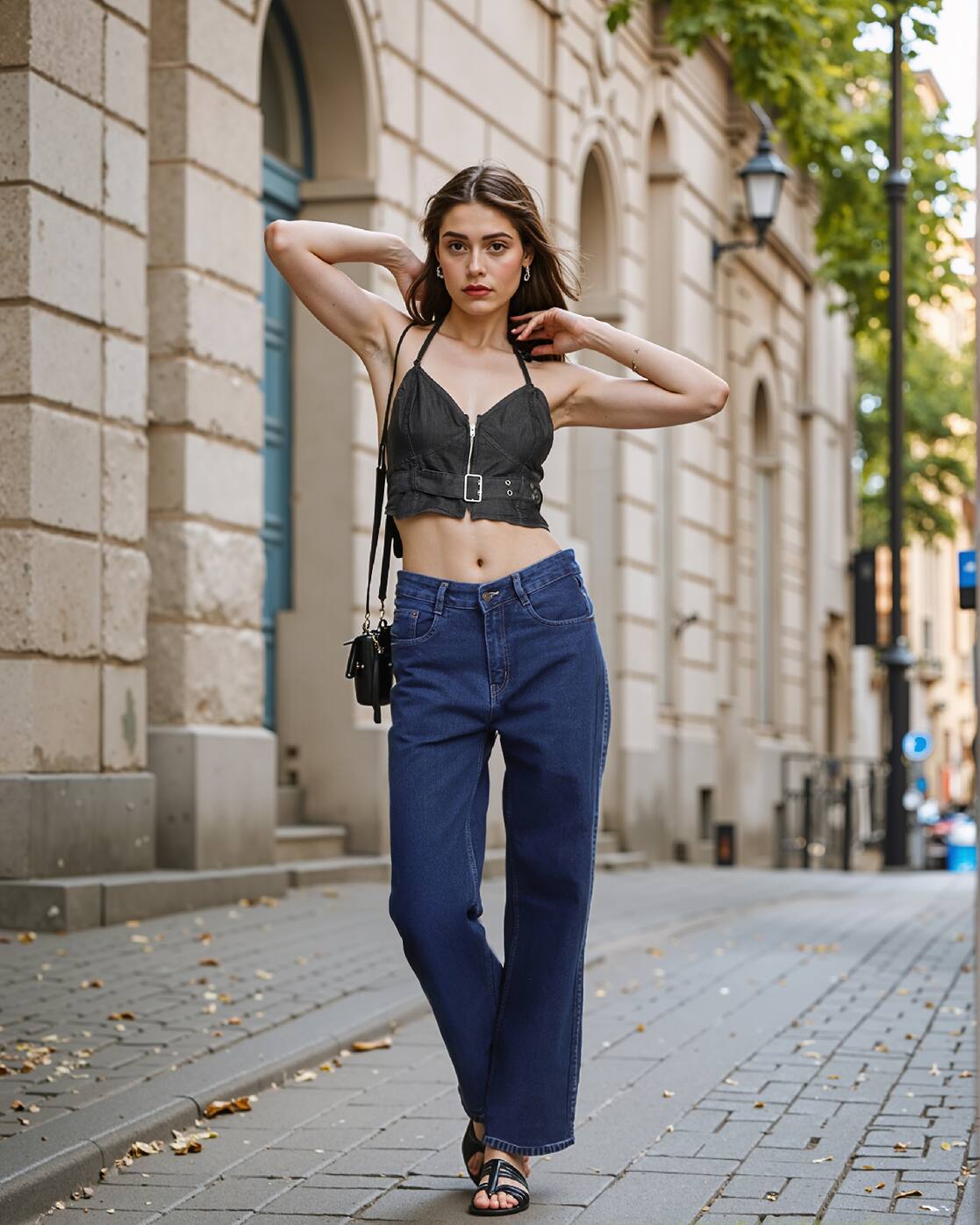 Women Round-Neck Ruched Fitted Top