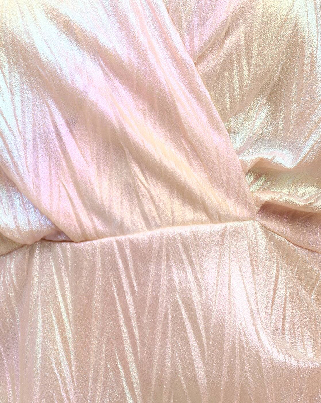 Dressbees Party Cuffed Sleeve Textured Ruched Shimmer Wrap Dress