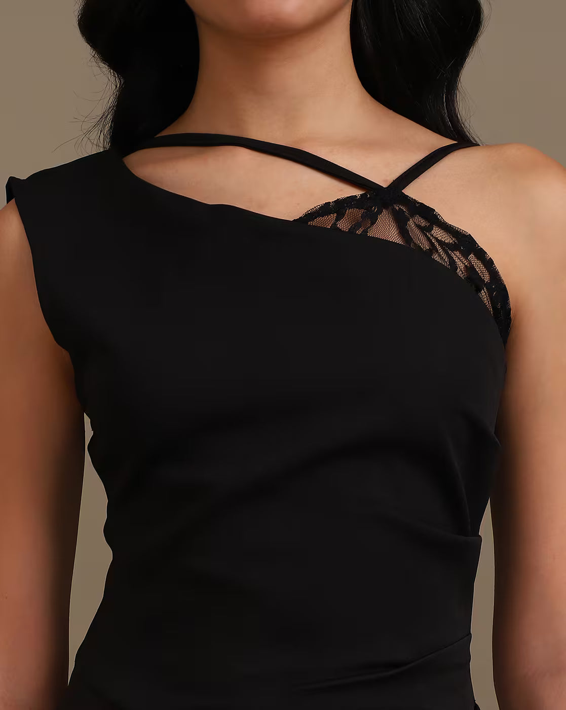 Party Asymmetrical Neck Slit Hem Ruched Bodycon Dress