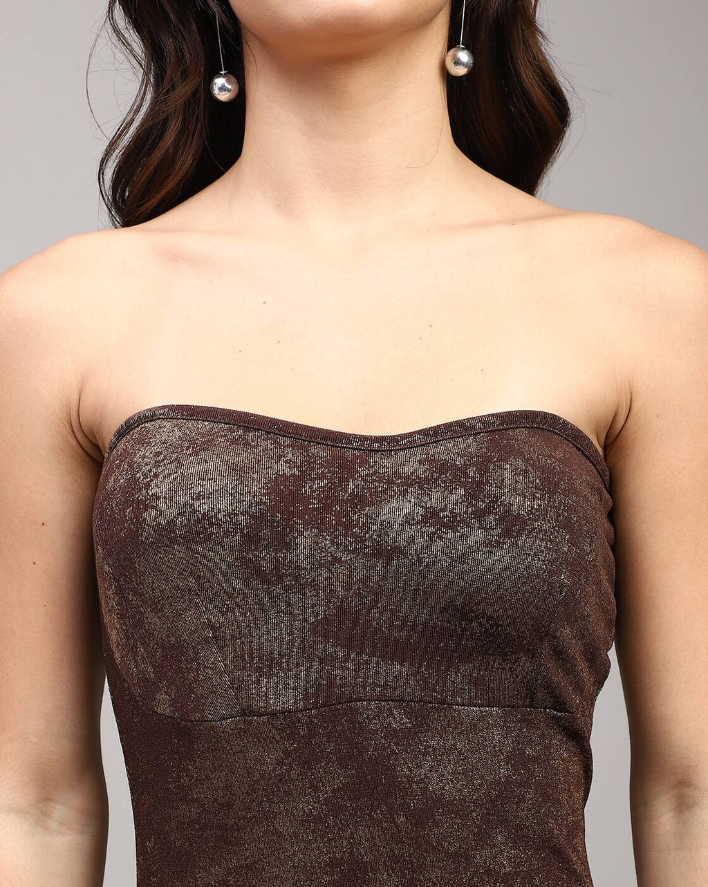 Party Strapless Shimmer Ruffled Dress