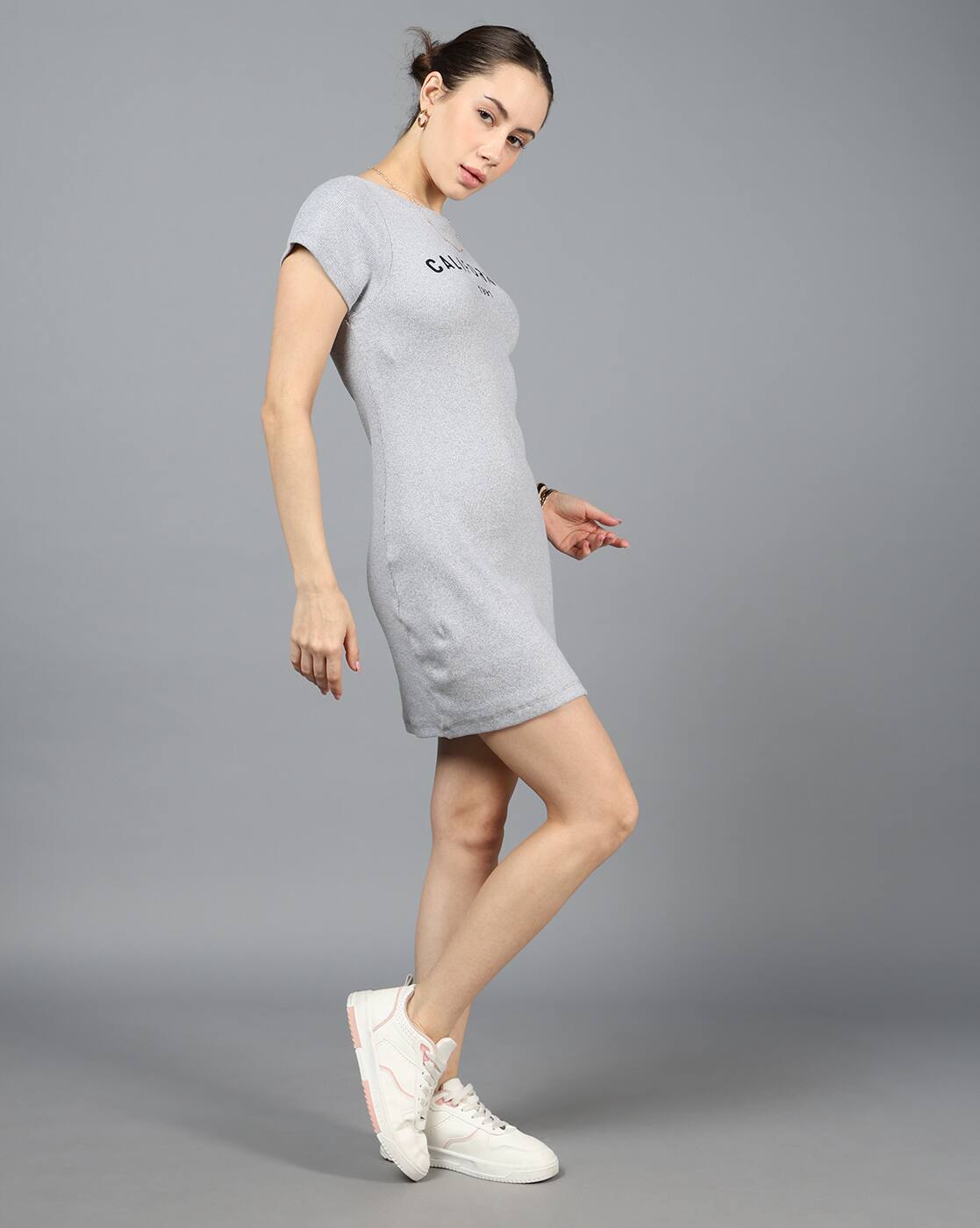 Short Sleeve Typographic Print Mini Tshirt Dress