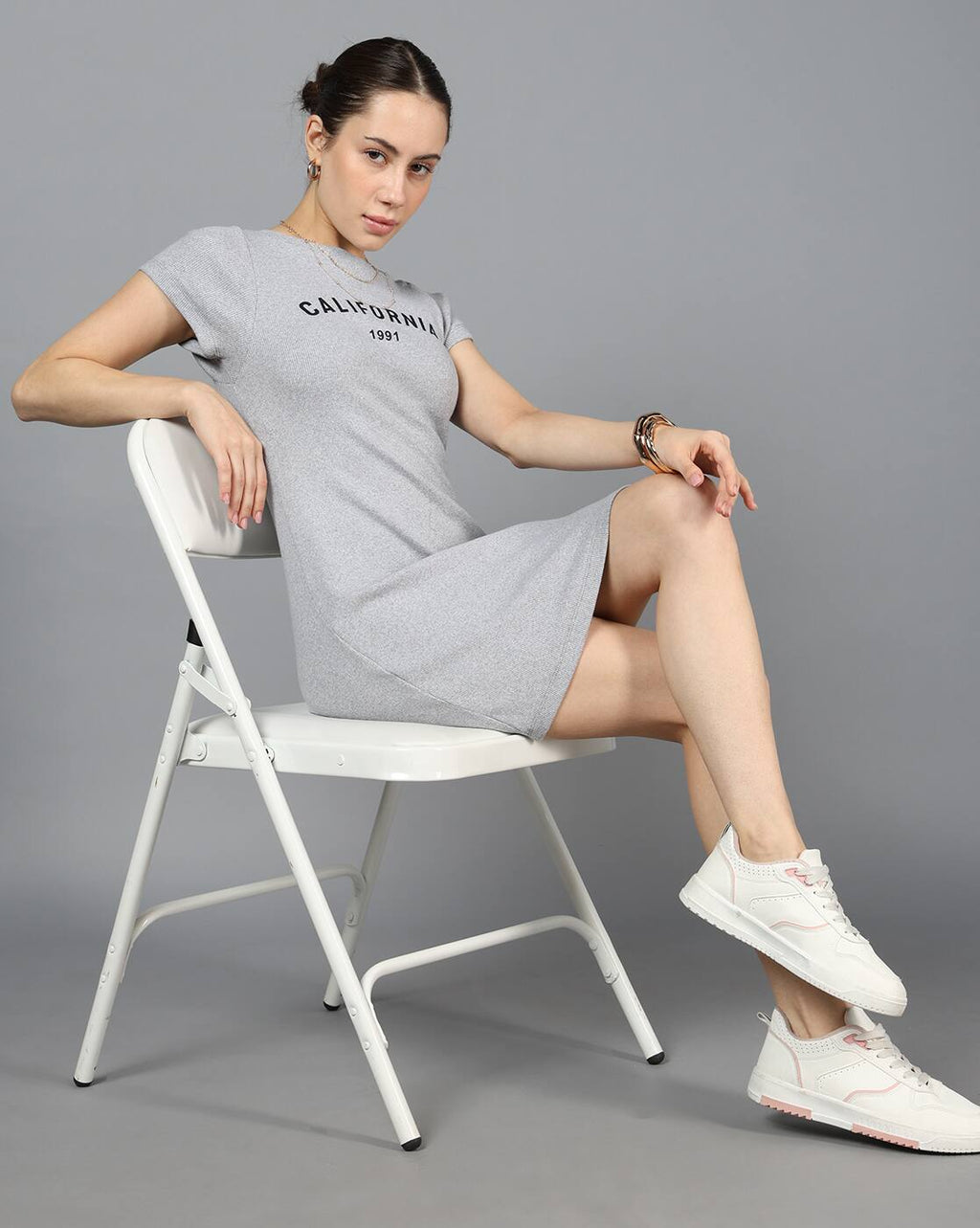Short Sleeve Typographic Print Mini Tshirt Dress