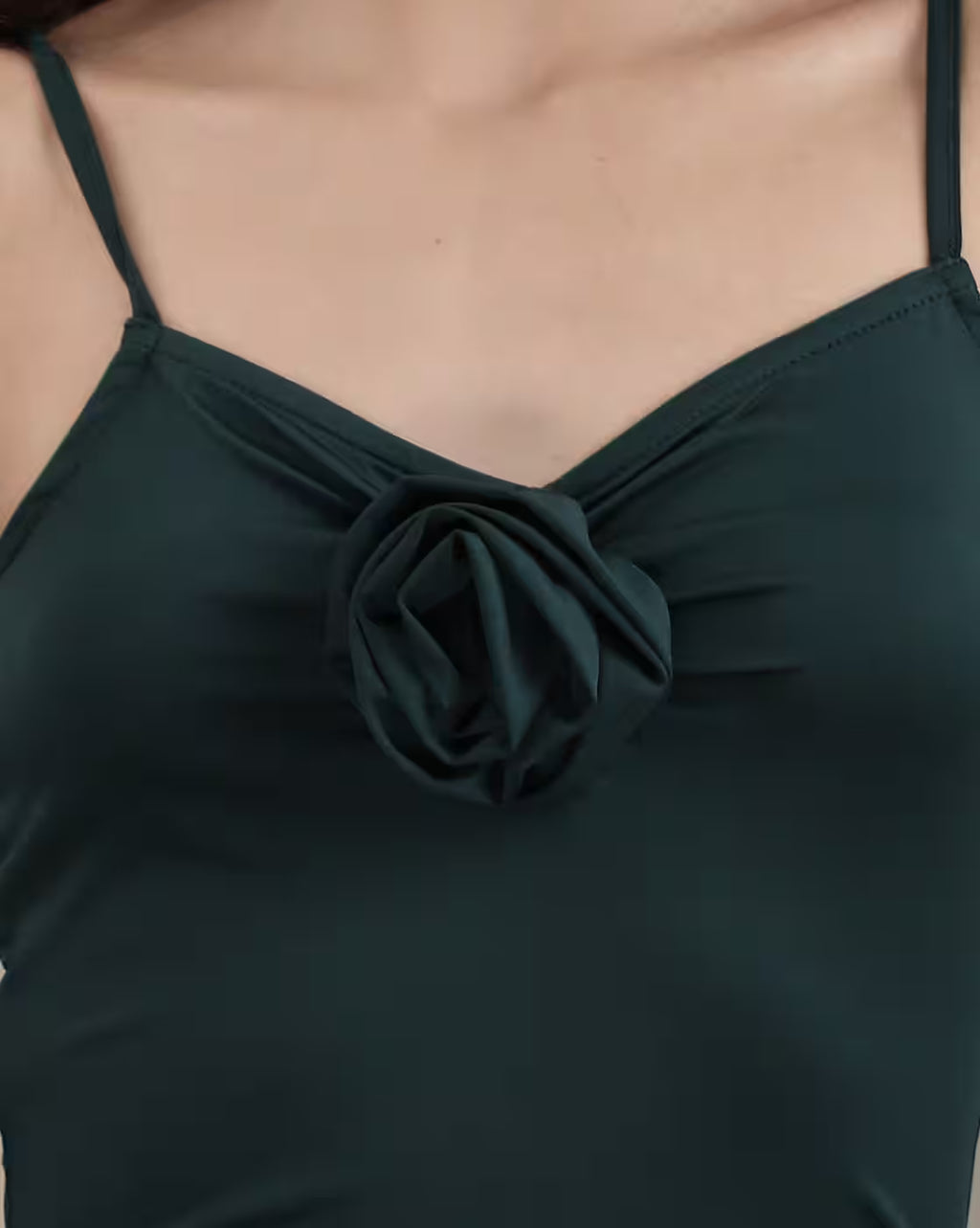 Spaghetti Strap Flower Applique Ruffled Dress