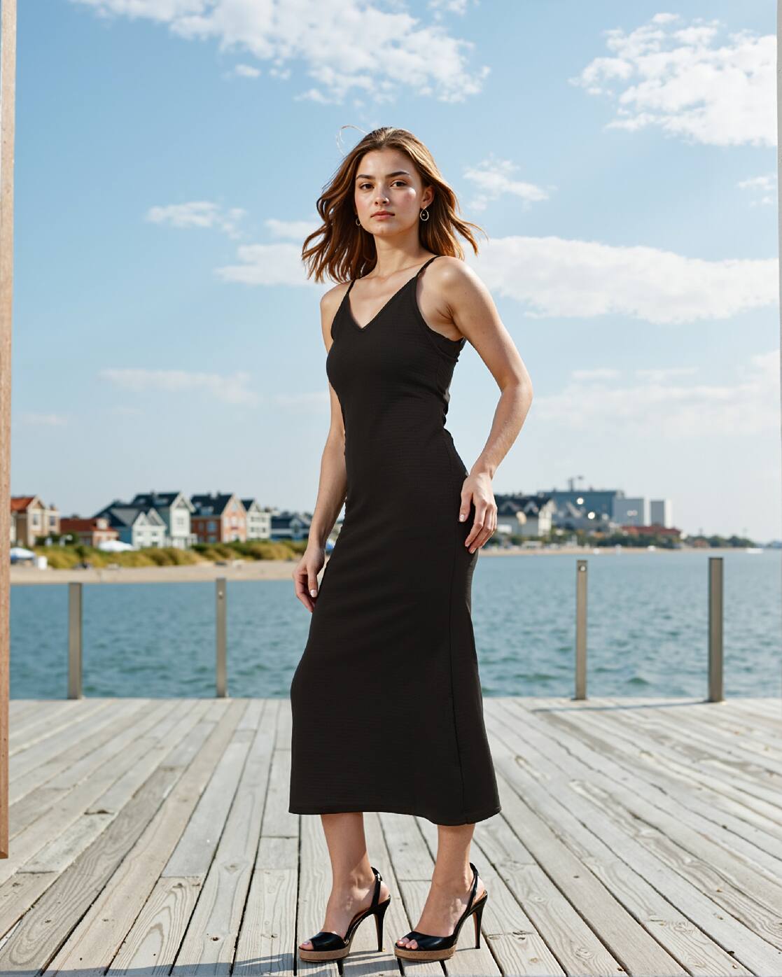 Party Spaghetti Strap Textured Sheath Midi Dress