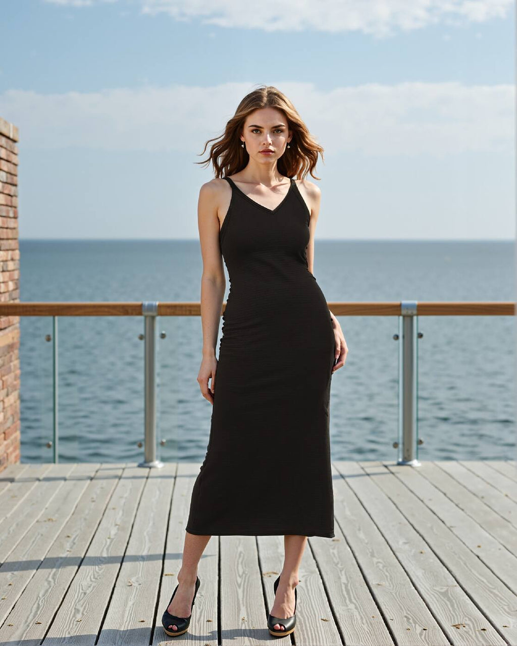 Party Spaghetti Strap Textured Sheath Midi Dress