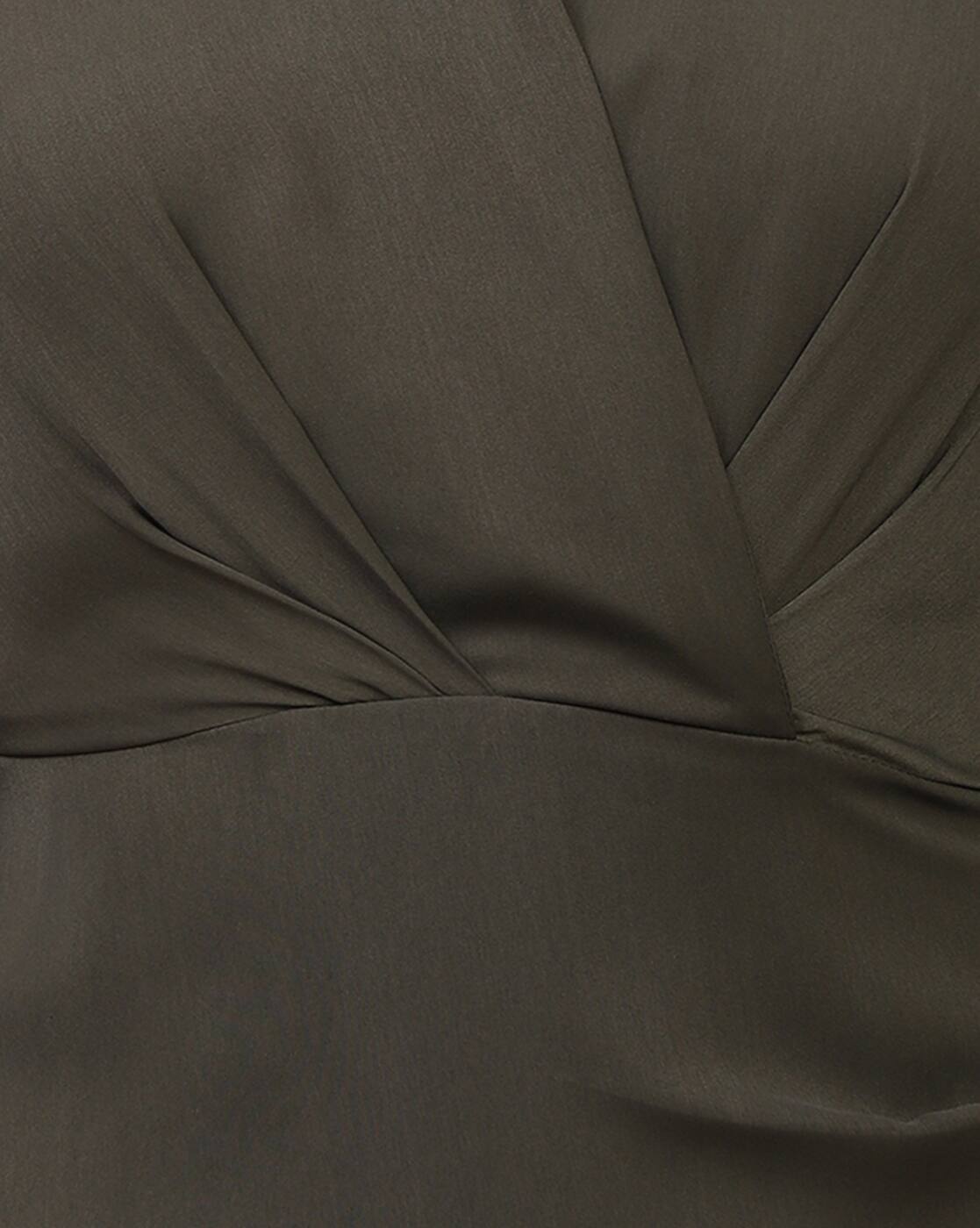 Dressbees Party High Waist Cuffed Sleeve Ruched Mini Wrap Dress