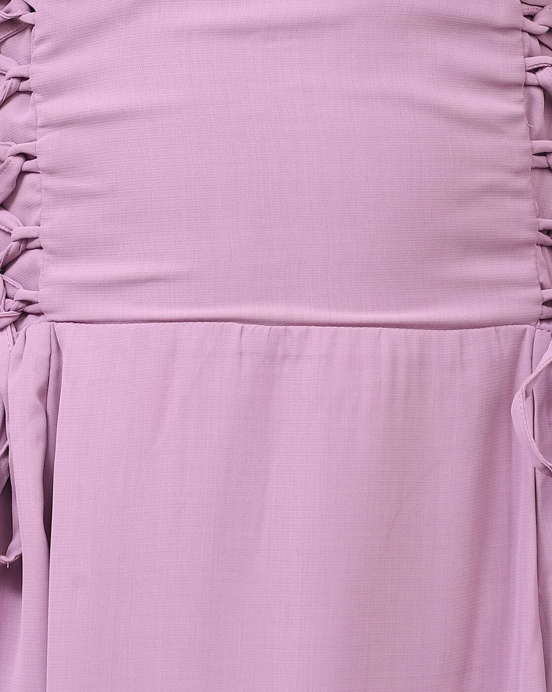 Spaghetti Strap Lace-Up Waist Fit and Flare Dress